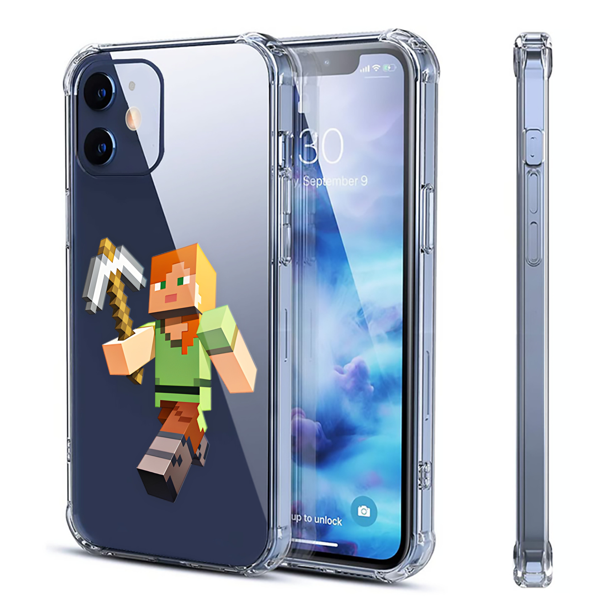 （画像用） マインクラフト ブロックの世界 Minecraft MC Block world 【iPhone 12シリーズ対応】透明スマホケース（クリアソフトケース）